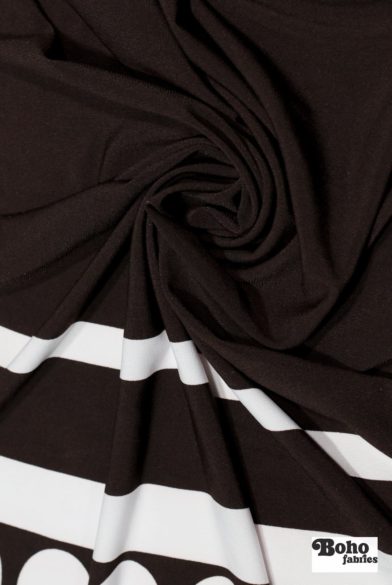 Brown & White Dot Stripe Jersey Knit Fabric - Boho Fabrics - Jersey Knit Printed Fabric
