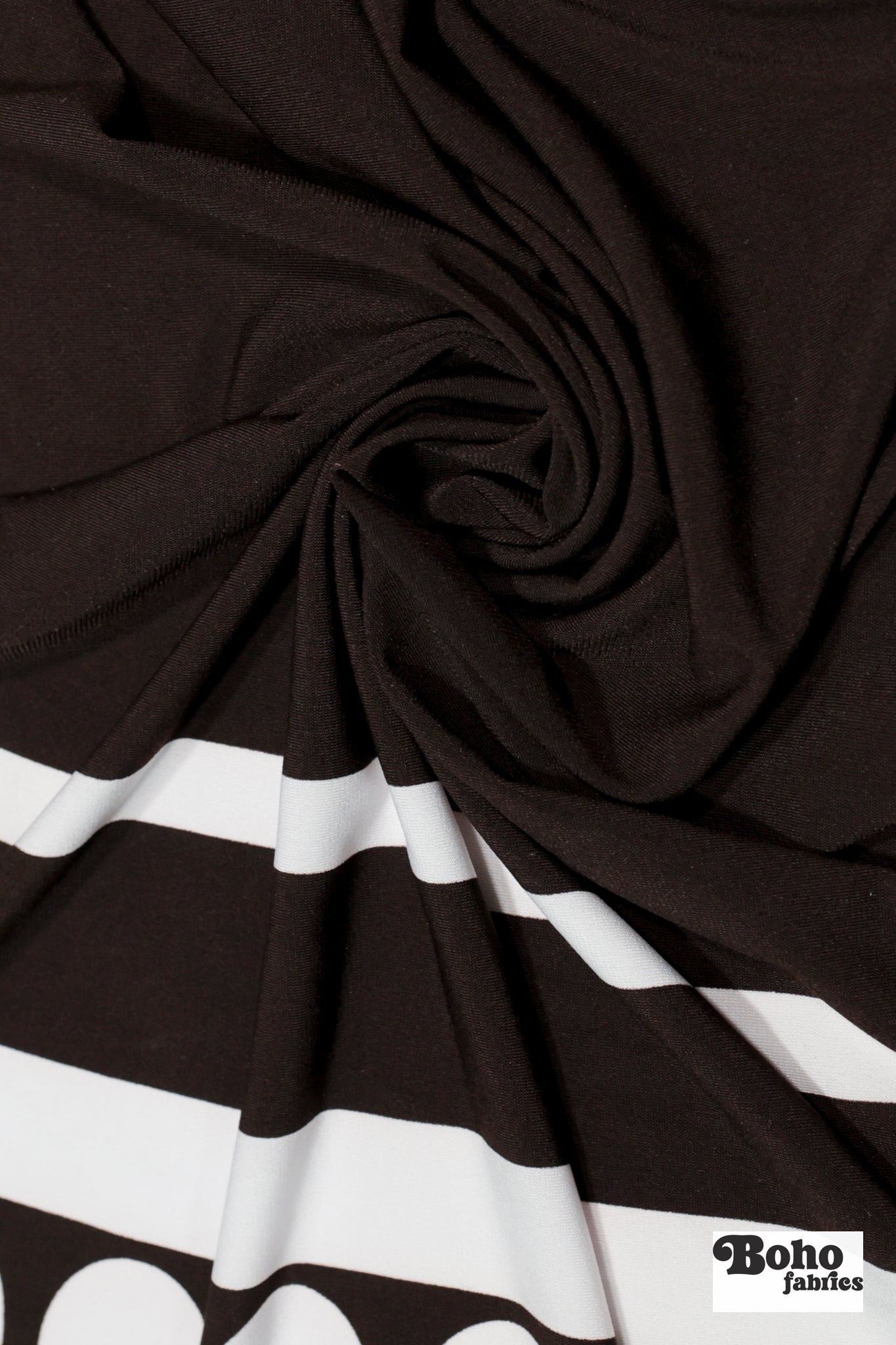Brown & White Dot Stripe Jersey Knit Fabric - Boho Fabrics - Jersey Knit Printed Fabric