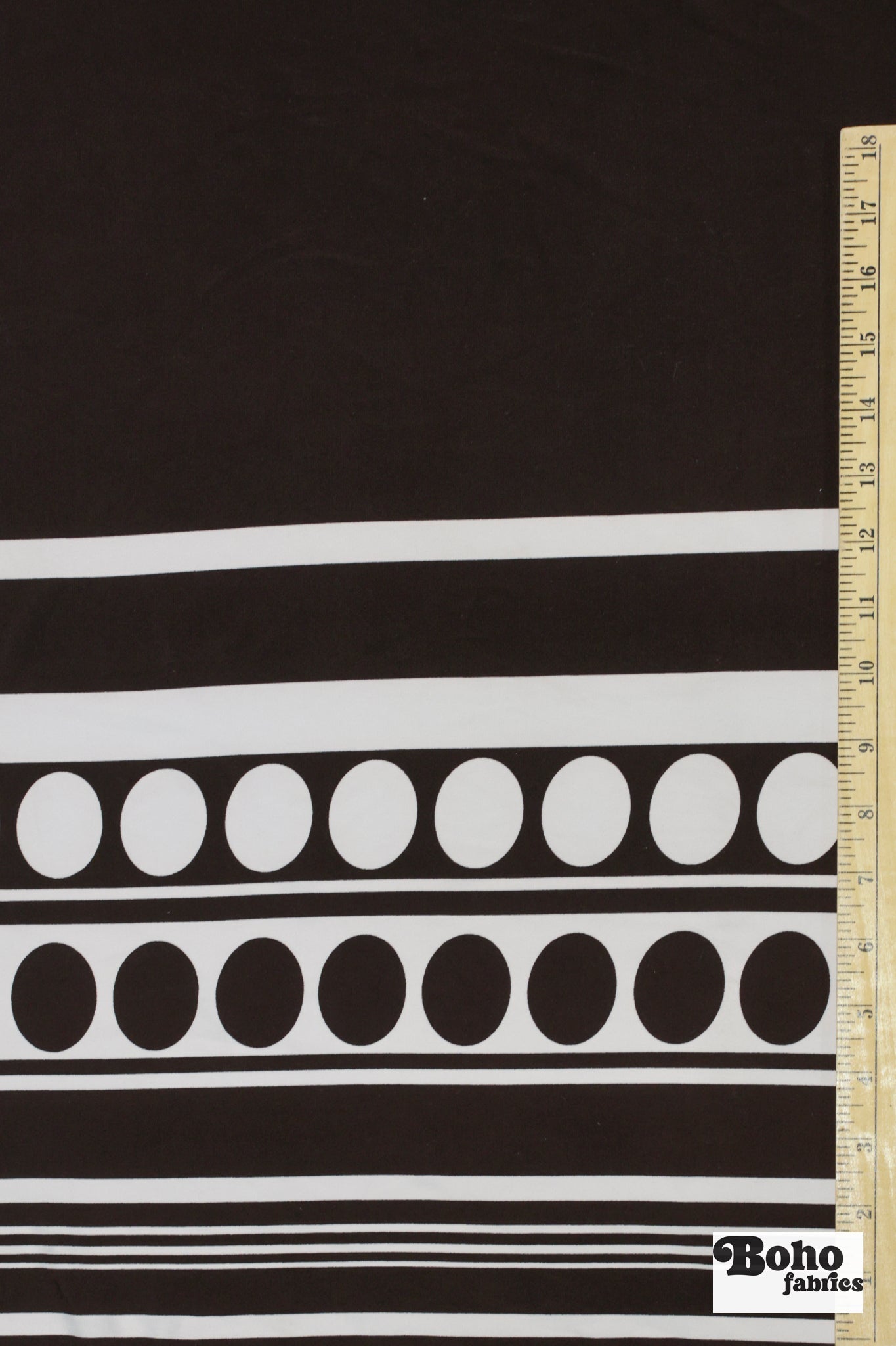 Brown & White Dot Stripe Jersey Knit Fabric - Boho Fabrics - Jersey Knit Printed Fabric