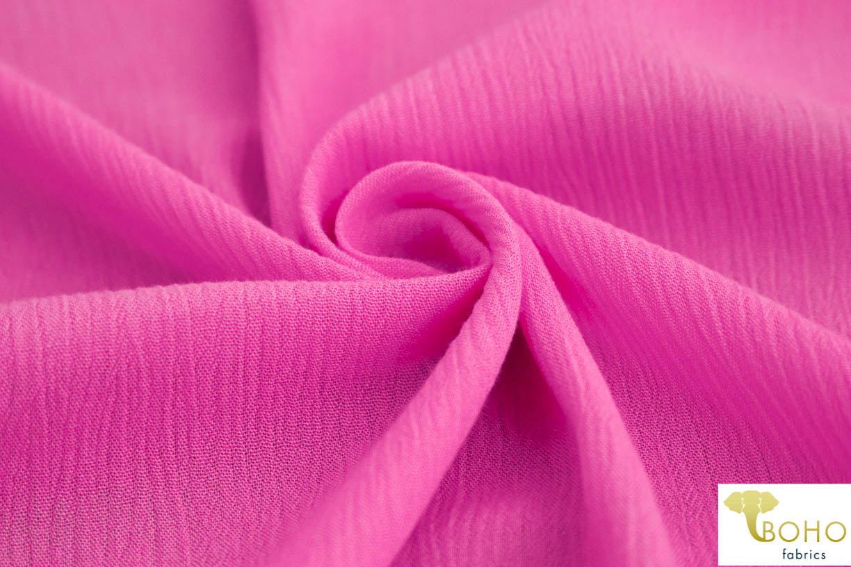 Bubblegum Pink. Solid Rayon Crepe Woven Fabric - Boho Fabrics