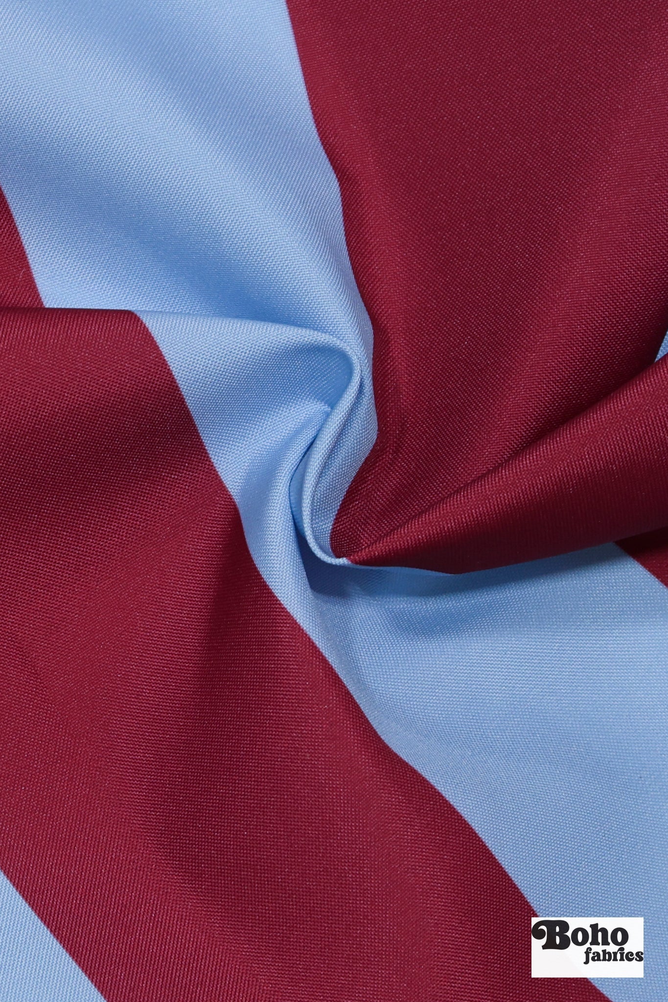 Burgundy & Blue, 3" Wide Striped Canvas Woven Fabric - Boho Fabrics - Canvas Fabric