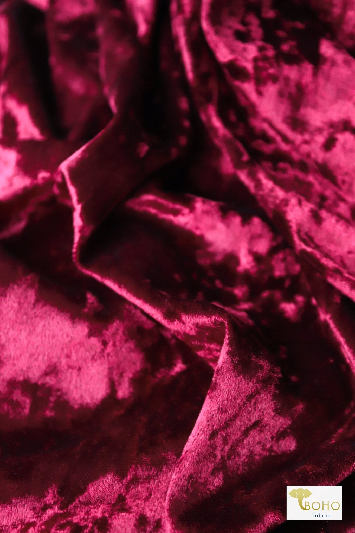 Burgundy, Crushed Stretch Velvet - Boho Fabrics