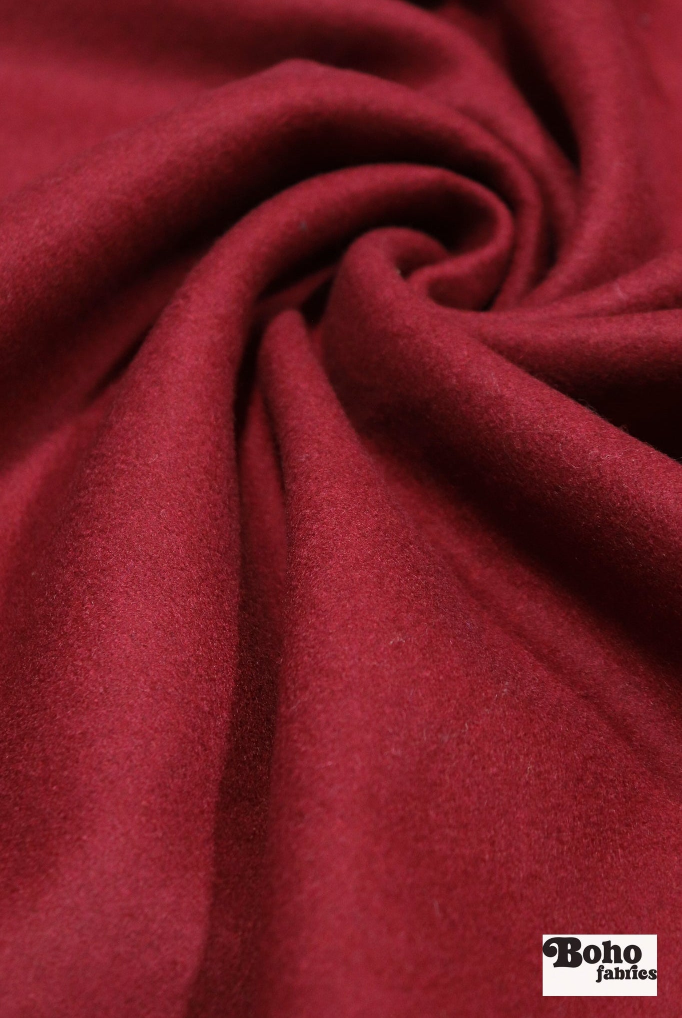 Burgundy Red Italian Wool Coating Fabric - Boho Fabrics - Wool Coating, Woven