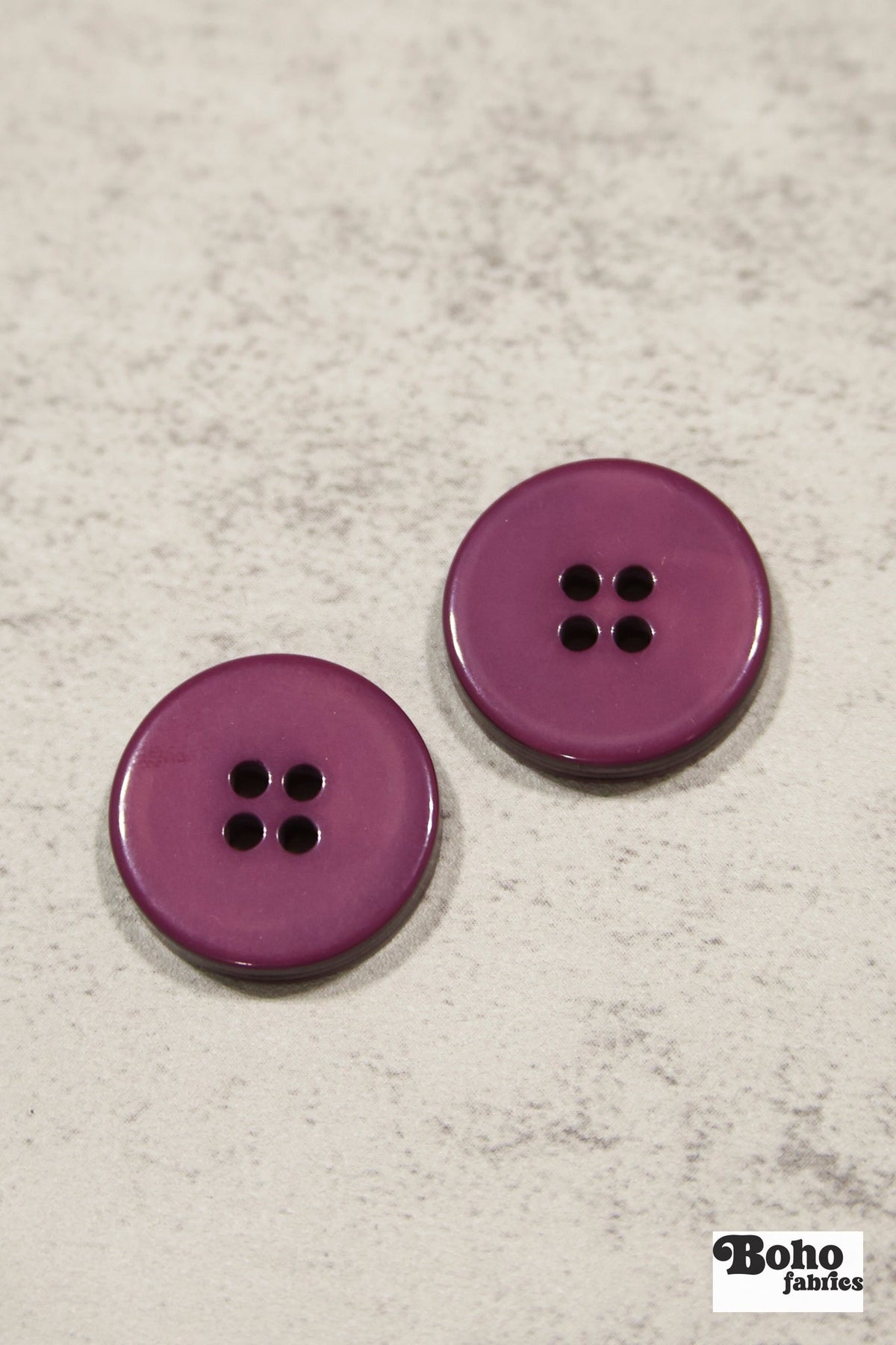 Burgundy, Round 4 Hole Buttons. 26L (16mm/ 3/4"), 28L, (18mm/ 11/16"), 34L (21mm / 13/16"), 42L (26mm/ 1") (Copy) - Boho Fabrics - Buttons & Snaps