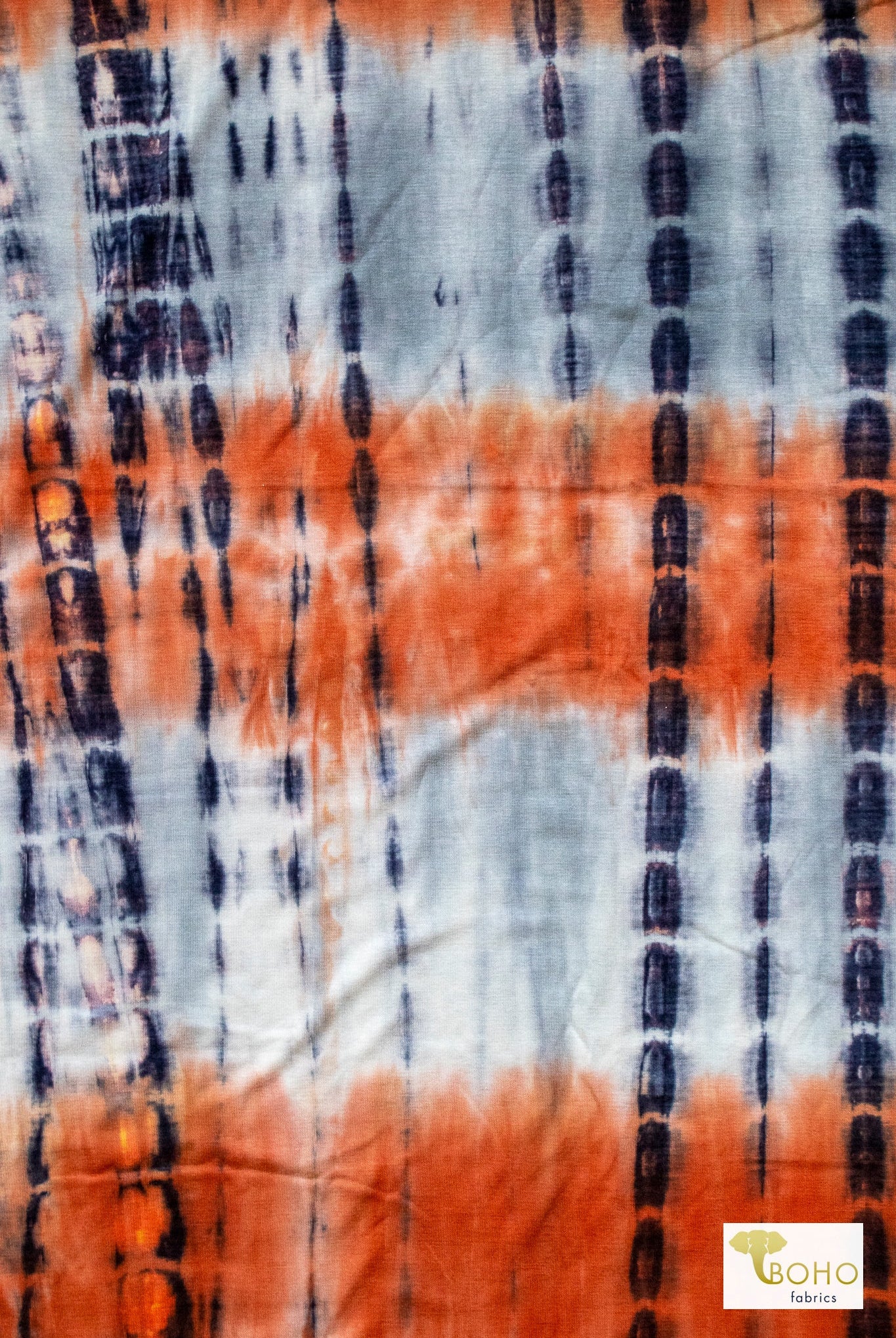 Burnt Orange Tie Dye, Rayon Spandex Knit Fabric - Boho Fabrics - Rayon Jersey Prints, Knit Fabric