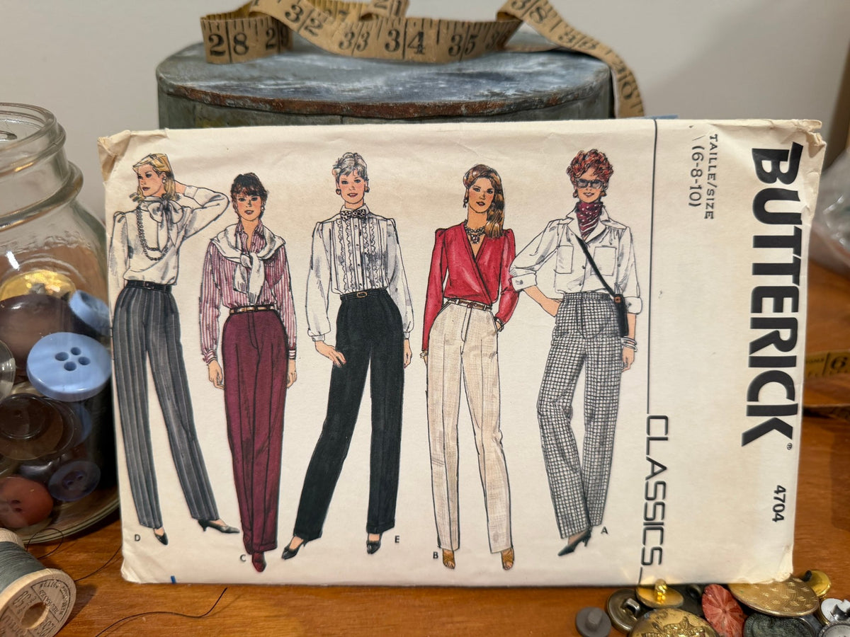 Butterick Sewing Pattern #4704 — Misses' Pants, Size 6-8-10, Vintage 1980s - Boho Fabrics - Sewing Patterns