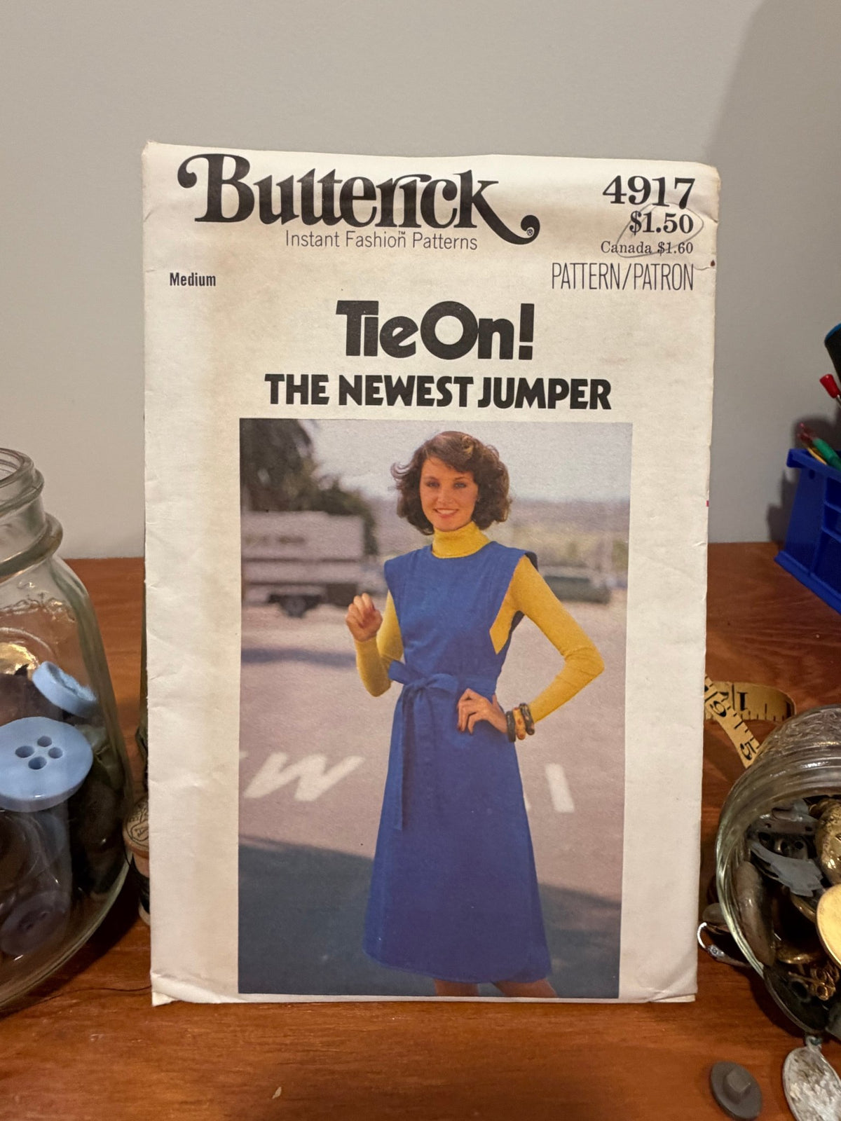 Butterick Sewing Pattern #4917 — Tie-On Jumper, Size Medium, Vintage 1970s - Boho Fabrics - Sewing Patterns