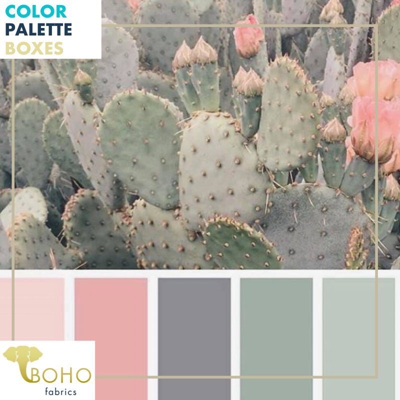 "Cacti Blossoms", Mystery Color Palette Box. - Boho Fabrics