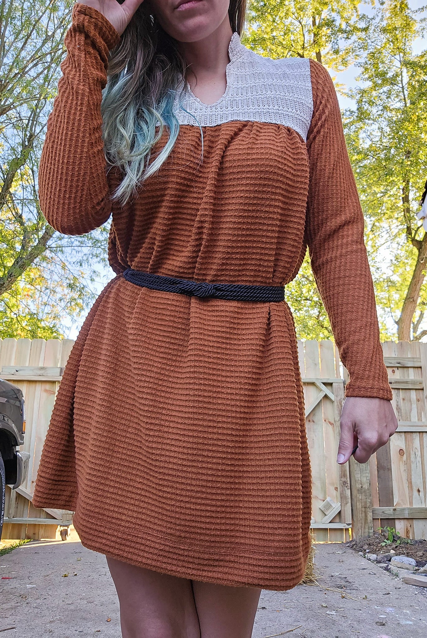 Camel, Brushed Waffle Knit Fabric - Boho Fabrics