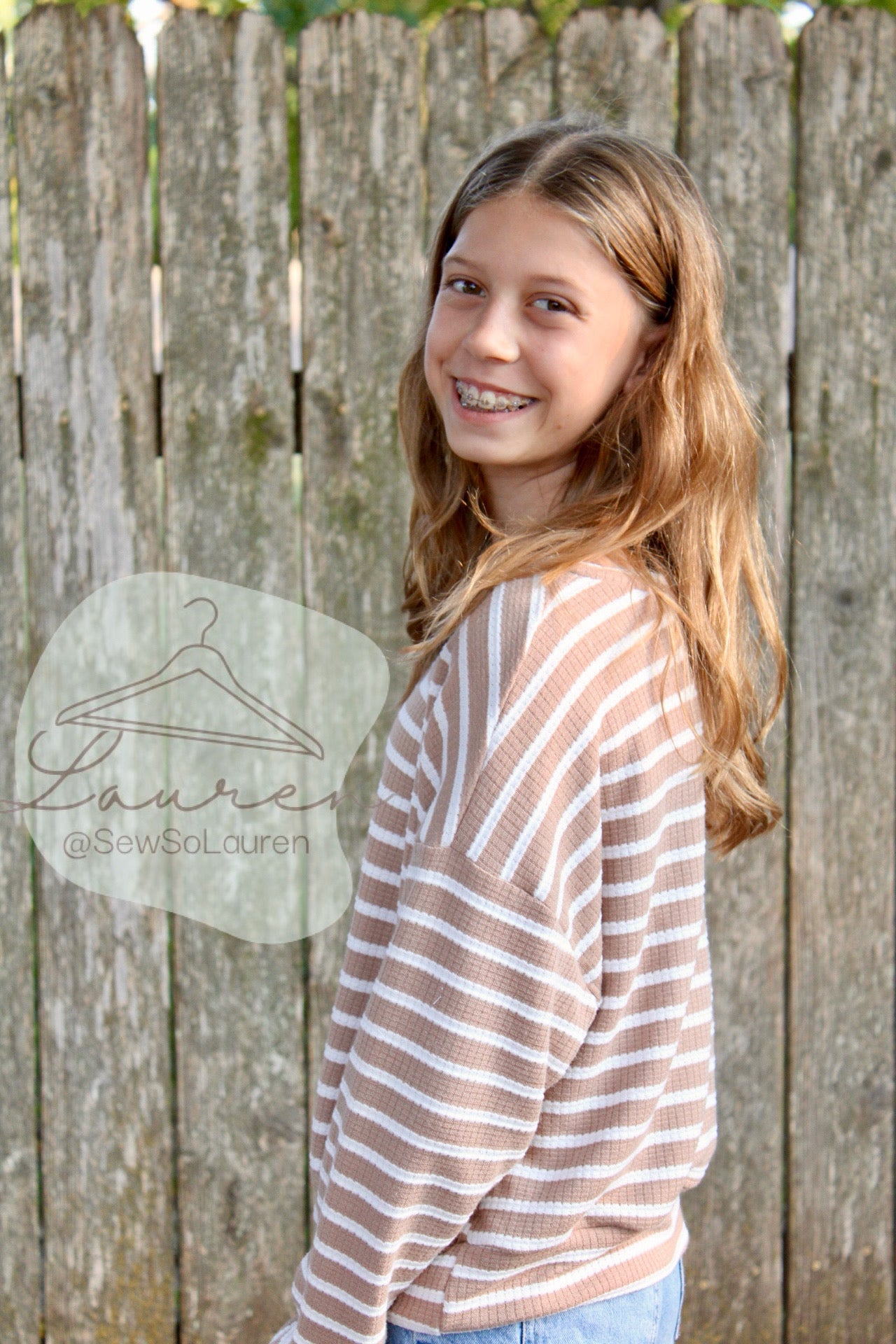 Camel Stripe Pointelle, Rib Knit - Boho Fabrics - Rib Print, Knit Fabric