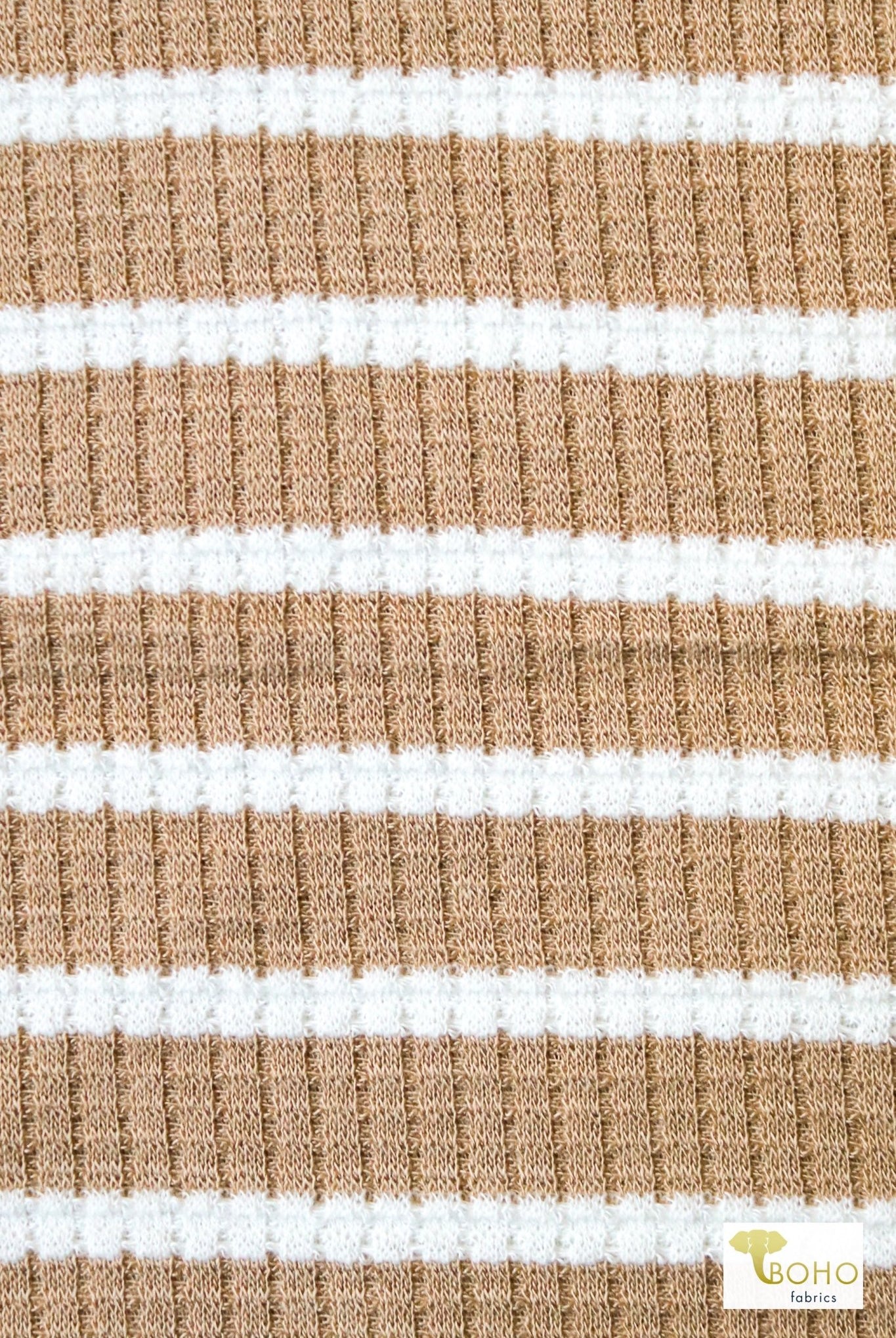 Camel Stripe Pointelle, Rib Knit - Boho Fabrics