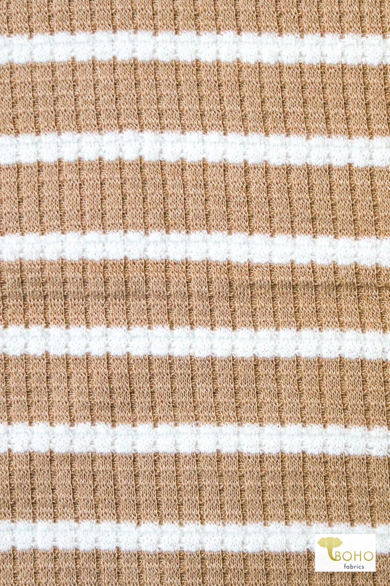 Camel Stripe Pointelle, Rib Knit - Boho Fabrics