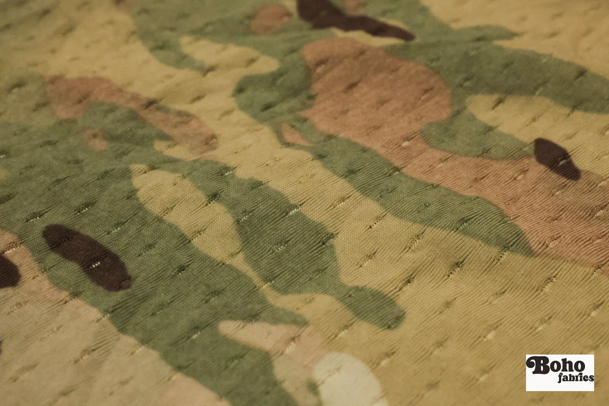 Camo, Athletic Mesh Knit Fabric, *DEADSTOCK CLOSEOUT* - Boho Fabrics - Athletic Knit Fabric
