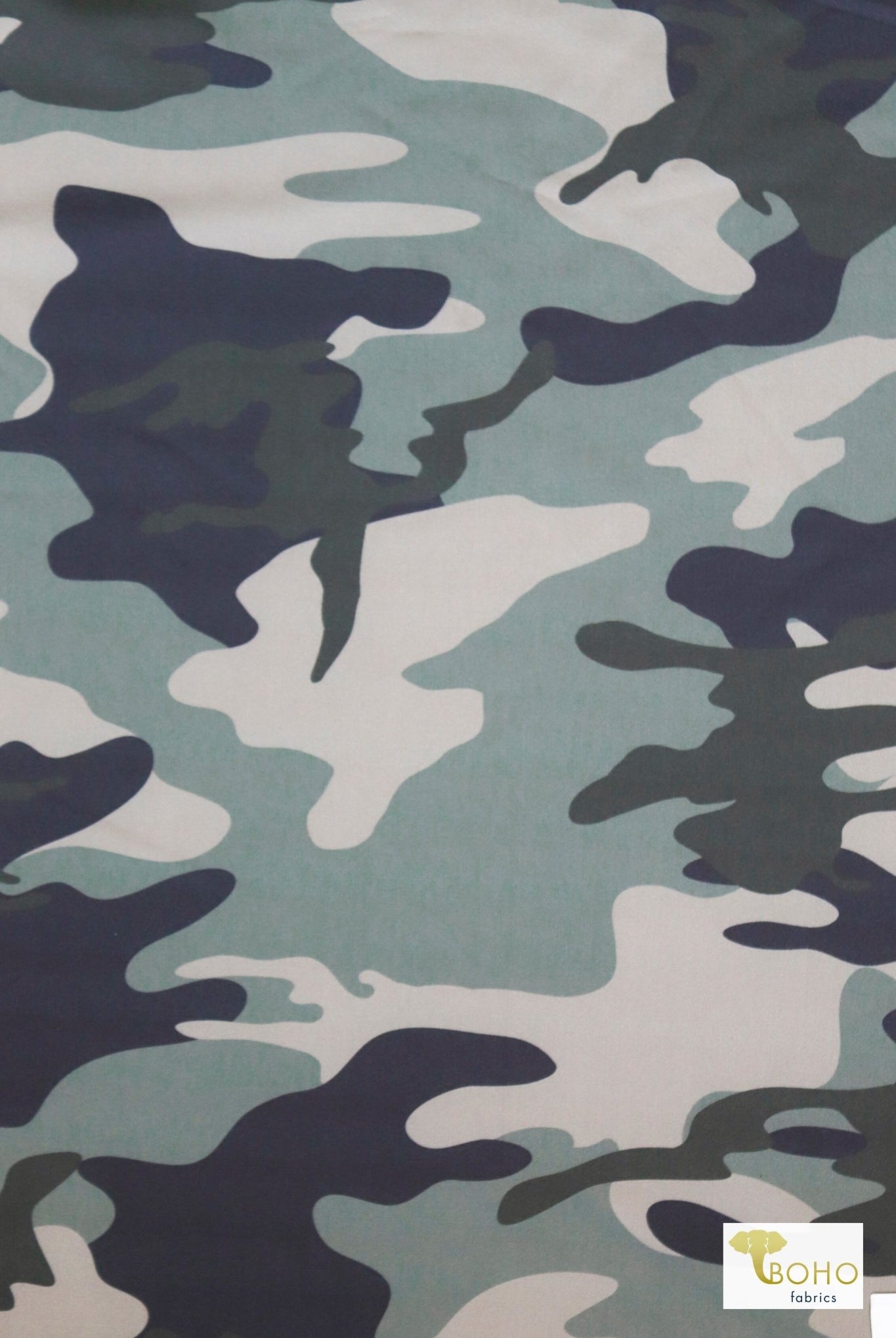 Camo, Printed Swim Knit Fabric. - Boho Fabrics