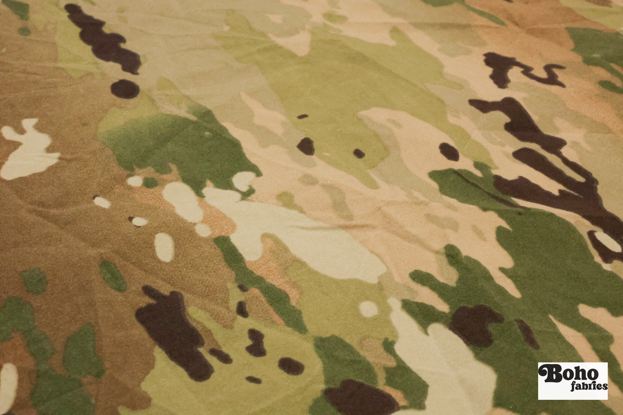 Camo Stretch Woven Fabric, *DEADSTOCK CLOSEOUT* - Boho Fabrics - Woven Fabric