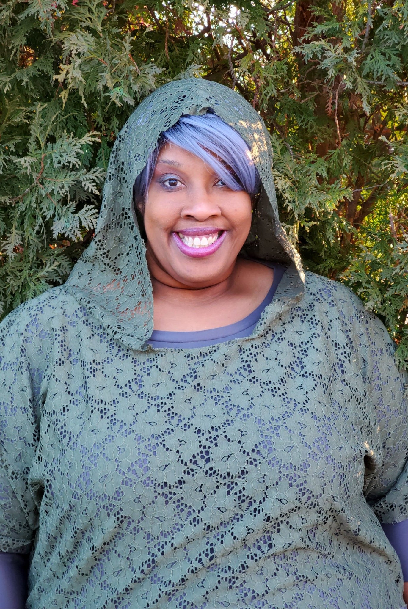 Camouflage Florals in Olive Green. Stretch Lace. SL-115. - Boho Fabrics