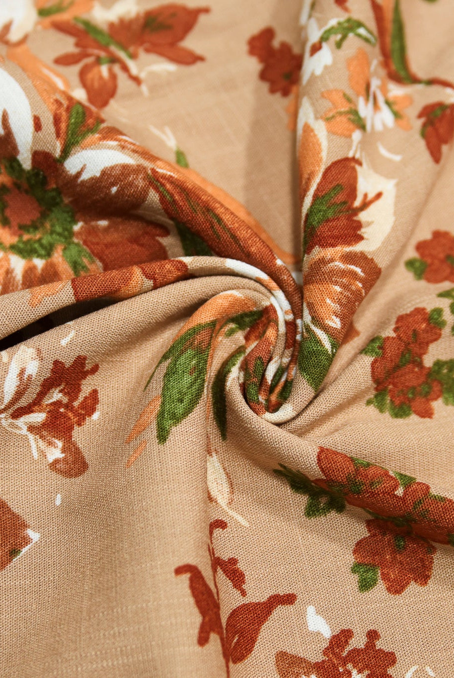 Canyon Garden in Sand. Rayon Slub Stretch Woven Fabric - Linen Look. - Boho Fabrics - Stretch Woven Fabric
