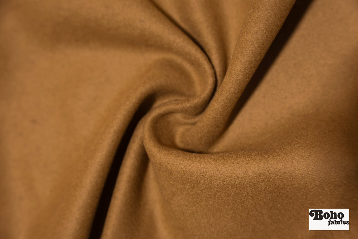 Caramel Wool Coating Woven Fabric - Boho Fabrics - Wool Coating, Woven