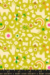 Catnap in Pistachio by Alexia Abegg for Ruby Star Society – 100% Cotton Fabric – RS4131 11 - Boho Fabrics - Quilting Cotton, Woven