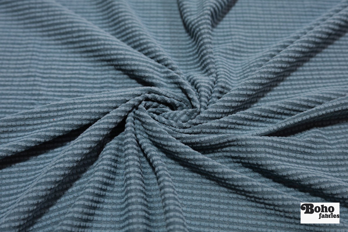 Cerulean Blue, Power Grid Fleece by Polartec. Performance Knit Fabric - Boho Fabrics - Performance Fabrics
