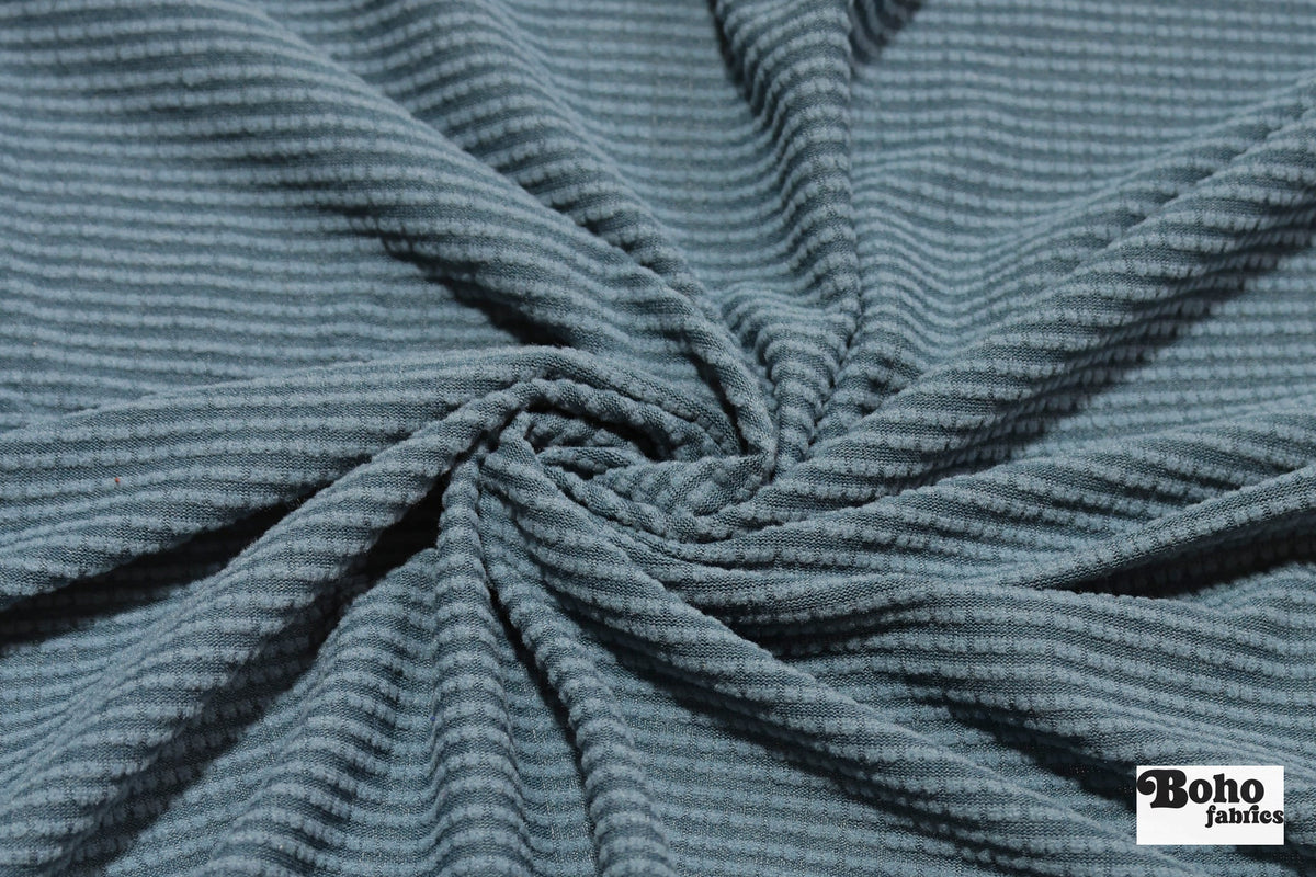 Cerulean Blue, Power Grid Fleece by Polartec. Performance Knit Fabric - Boho Fabrics - Performance Fabrics