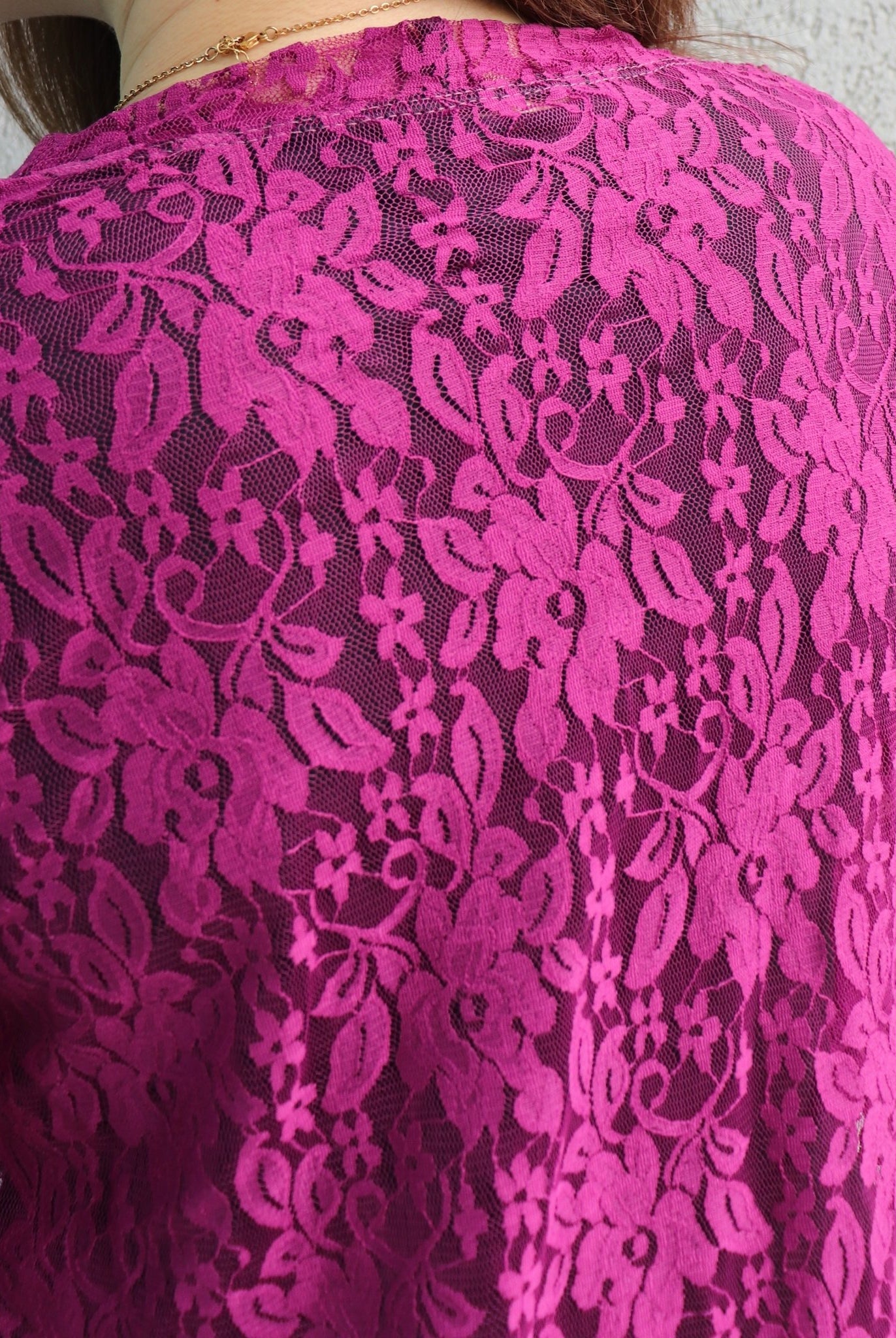 "Chain Flowers" in Magenta. Stretch Lace. SL-109-MGNT. - Boho Fabrics