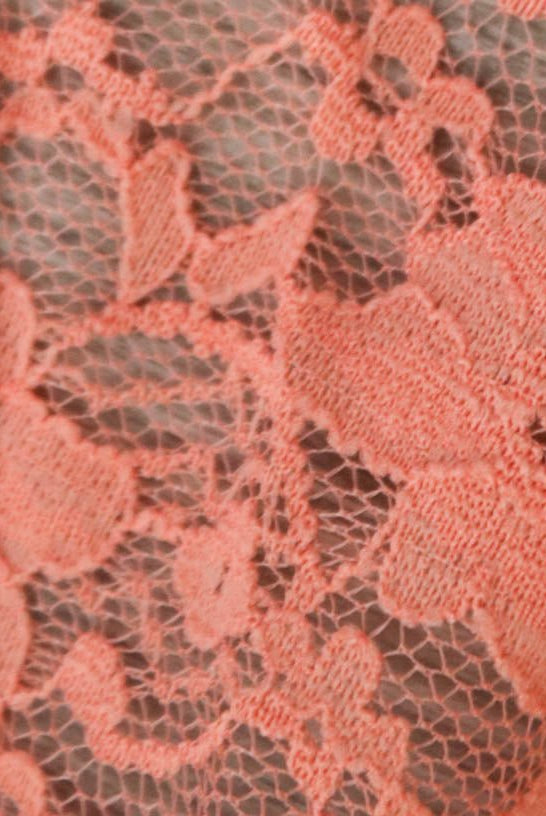 "Chain Flowers" in Peach. Stretch Lace. SL-109-PCH. - Boho Fabrics