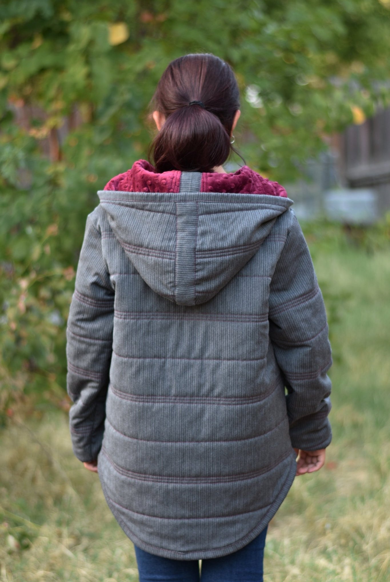 Charcoal & Maroon Herringbone, Suiting Fabric - Boho Fabrics - Suiting, Woven Fabric