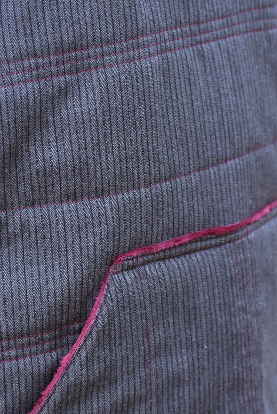 Charcoal & Maroon Herringbone, Suiting Fabric - Boho Fabrics - Suiting, Woven Fabric