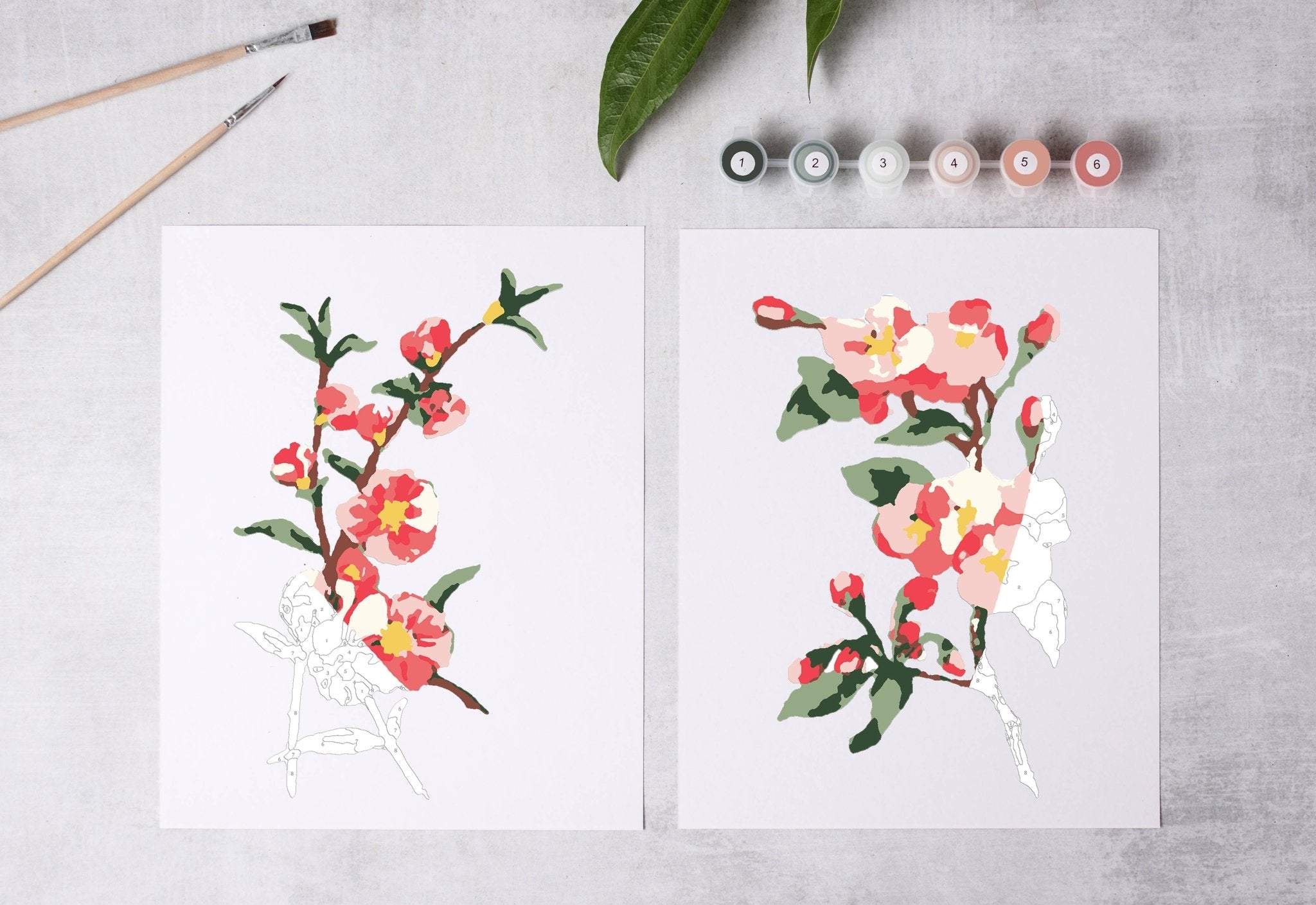 Cherry Blossoms Paint - By - Numbers kit - Boho Fabrics - Art & Craft Kits