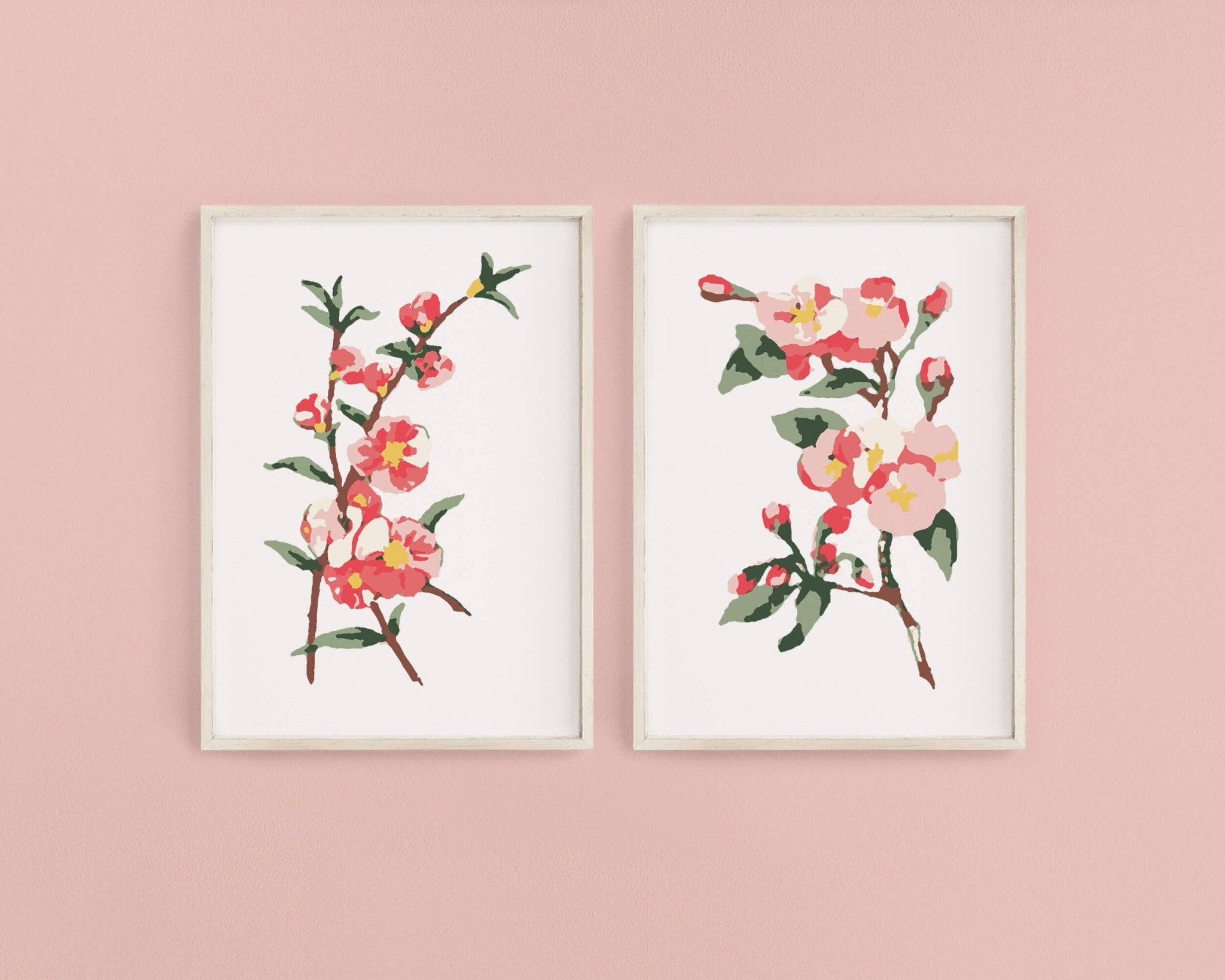 Cherry Blossoms Paint - By - Numbers kit - Boho Fabrics - Art & Craft Kits