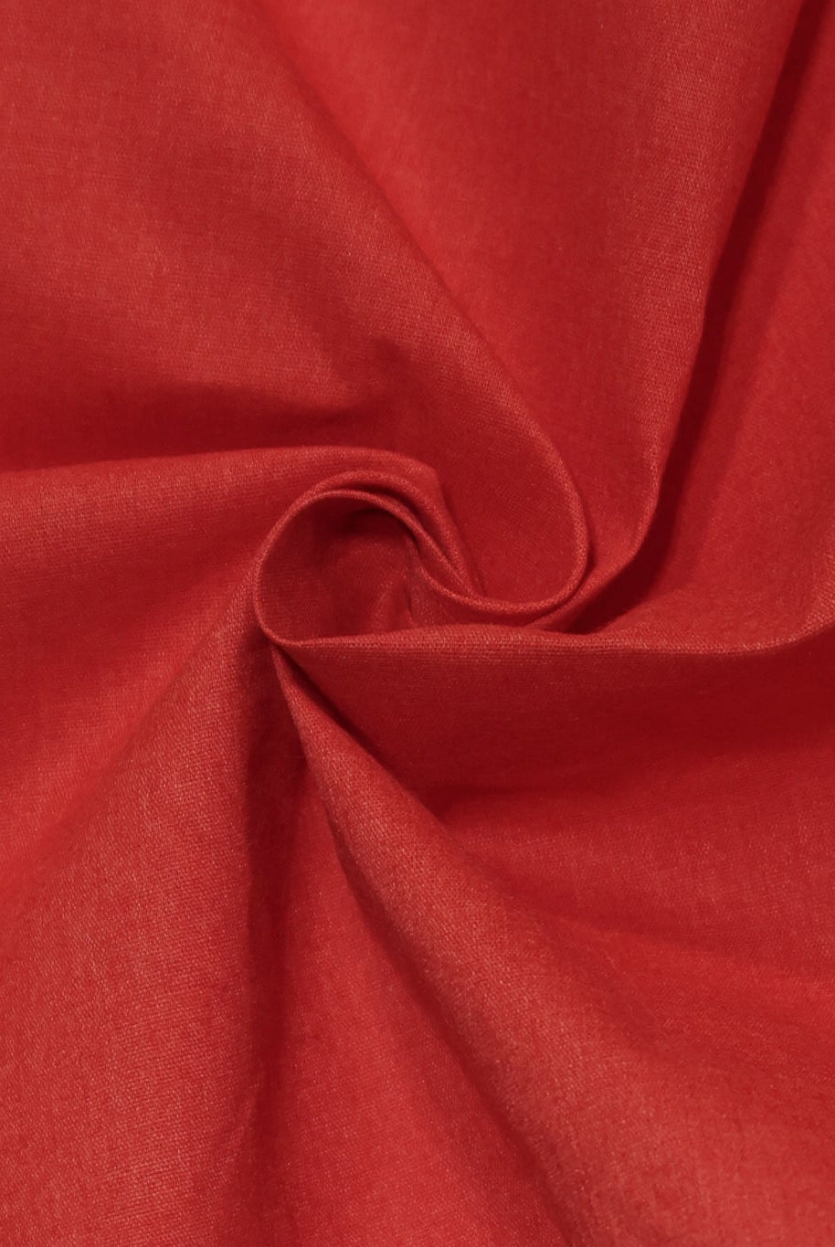 Cherry Red, Deadstock Cotton Canvas Woven Fabric - Boho Fabrics - Canvas Fabric