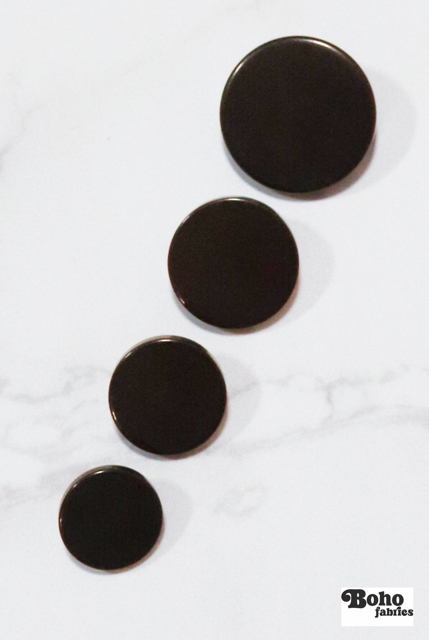 Chocolate Brown, Mod Gambit, Shank Button. Available in 15mm, 18mm, 20mm, 25mm - Boho Fabrics - Buttons & Snaps