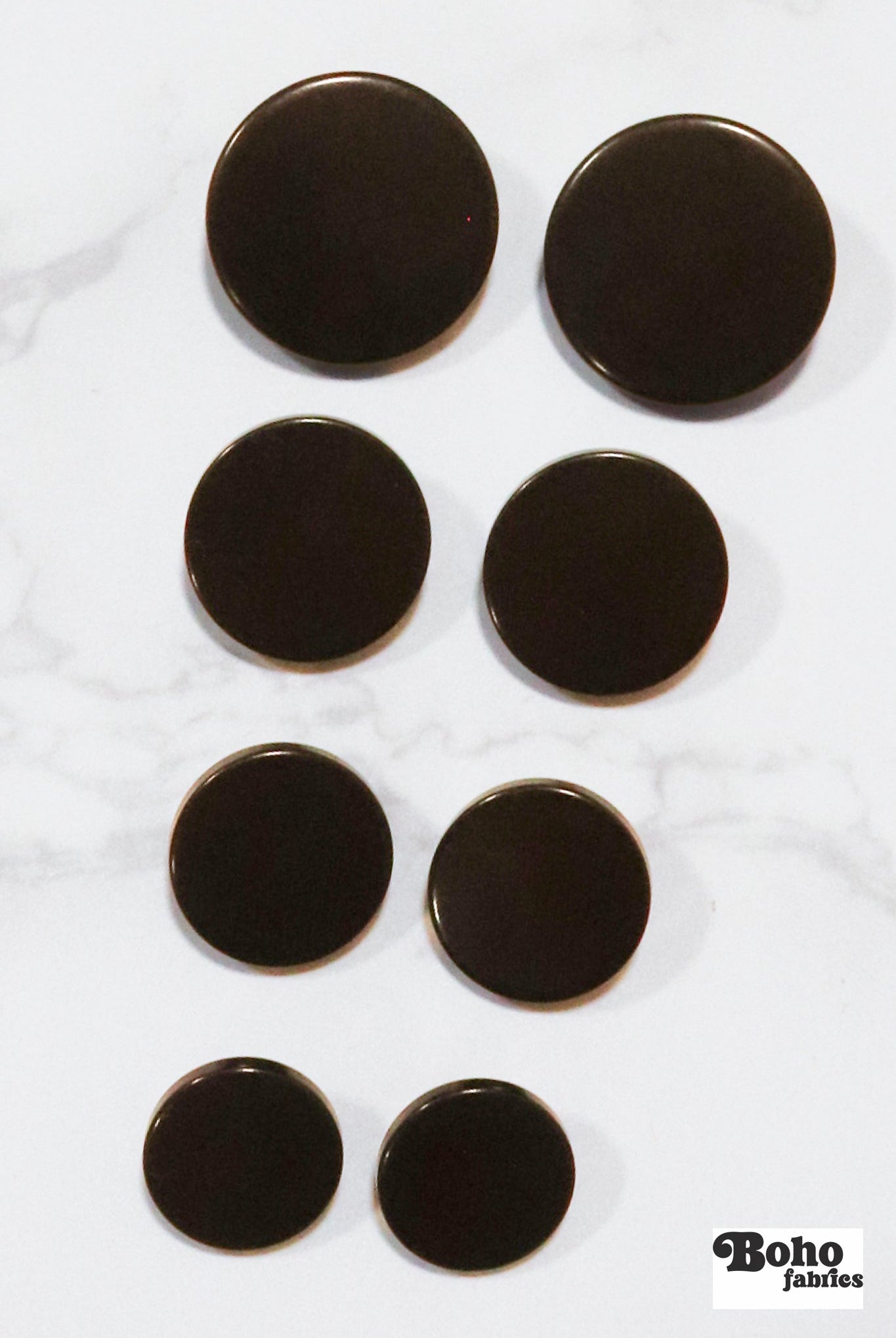 Chocolate Brown, Mod Gambit, Shank Button. Available in 15mm, 18mm, 20mm, 25mm - Boho Fabrics - Buttons & Snaps