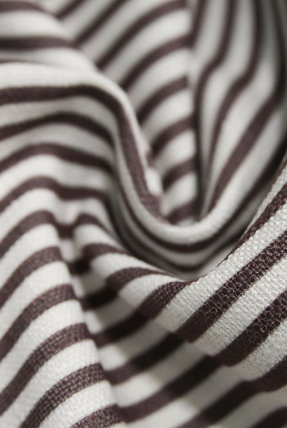 Chocolate Brown & White, 1/4" Narrow Striped Linen-Look Woven Fabric - Boho Fabrics - Home Dec. & Upholstery Fabric