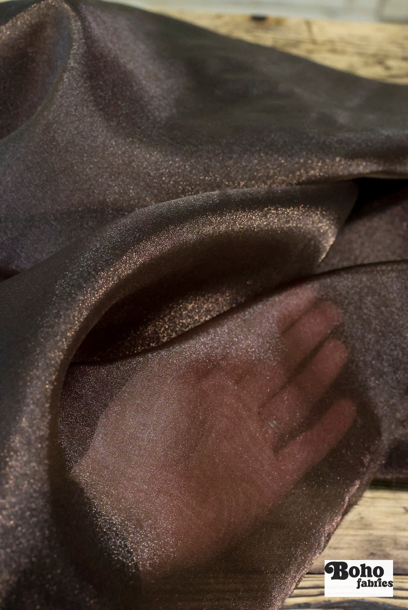 Chocolate Mousse, Organza Shimmer, Woven Fabric - Boho Fabrics - Organza, Woven Fabric