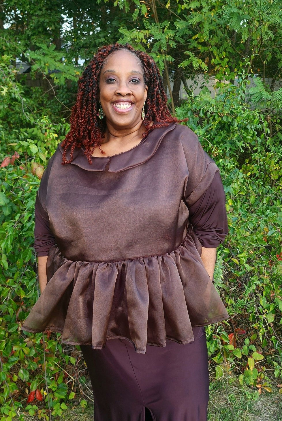 Chocolate Mousse, Organza Shimmer, Woven Fabric - Boho Fabrics - Organza, Woven Fabric