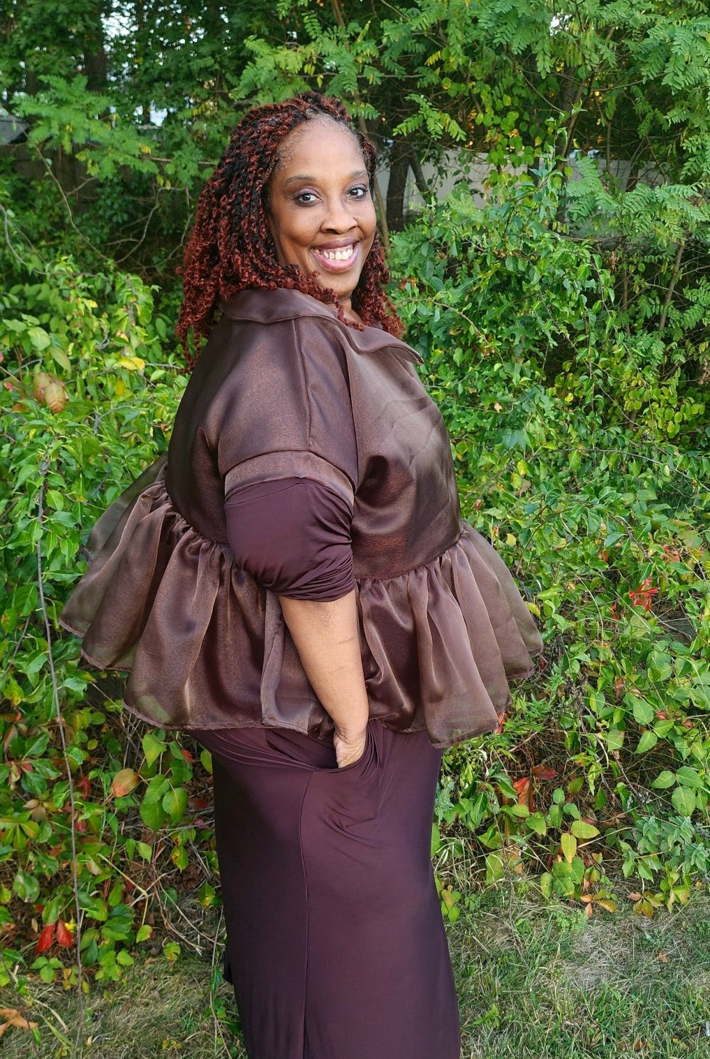 Chocolate Mousse, Organza Shimmer, Woven Fabric - Boho Fabrics - Organza, Woven Fabric