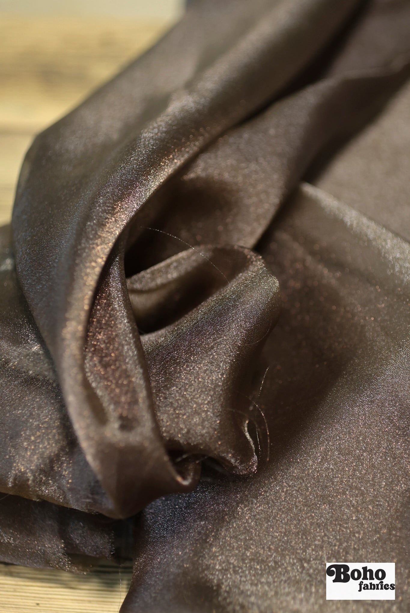 Chocolate Mousse, Organza Shimmer, Woven Fabric - Boho Fabrics - Organza, Woven Fabric