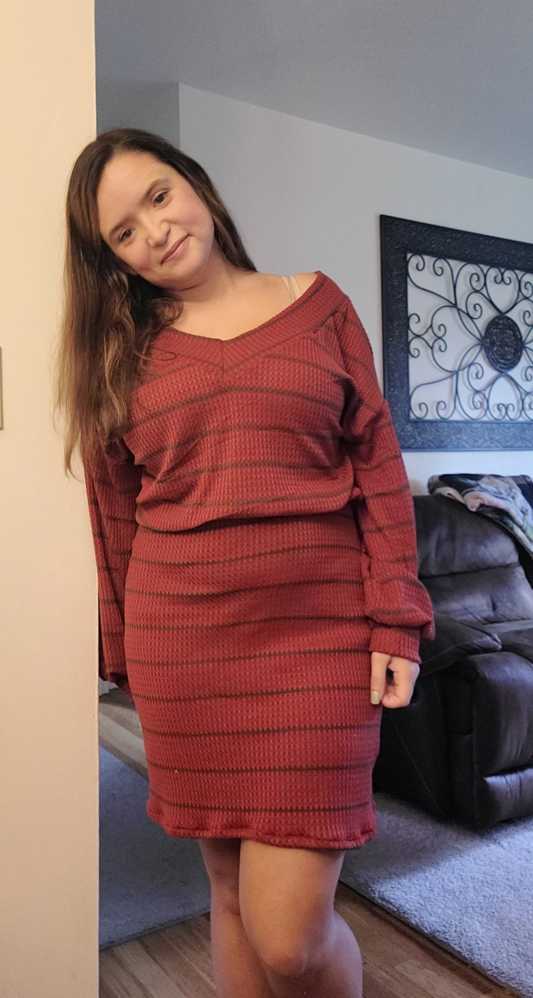 Cinnamon Stripes, Waffle Knit - Boho Fabrics