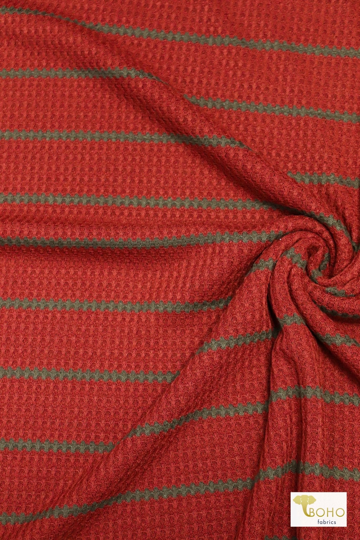 Cinnamon Stripes, Waffle Knit - Boho Fabrics