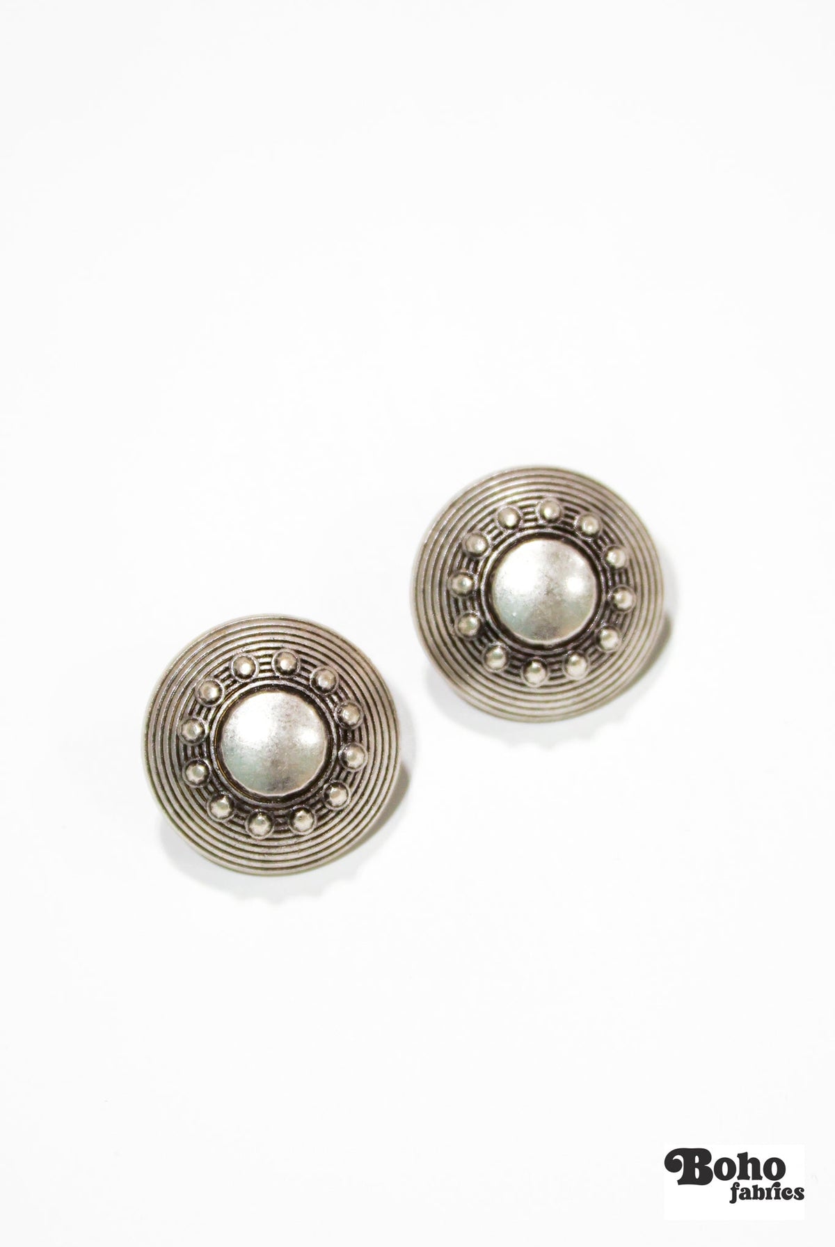 Circle Dot Dome Metal Shank Buttons. 24L (15mm / 5/8"), 36L (23mm / 7/8") - Boho Fabrics - Buttons & Snaps