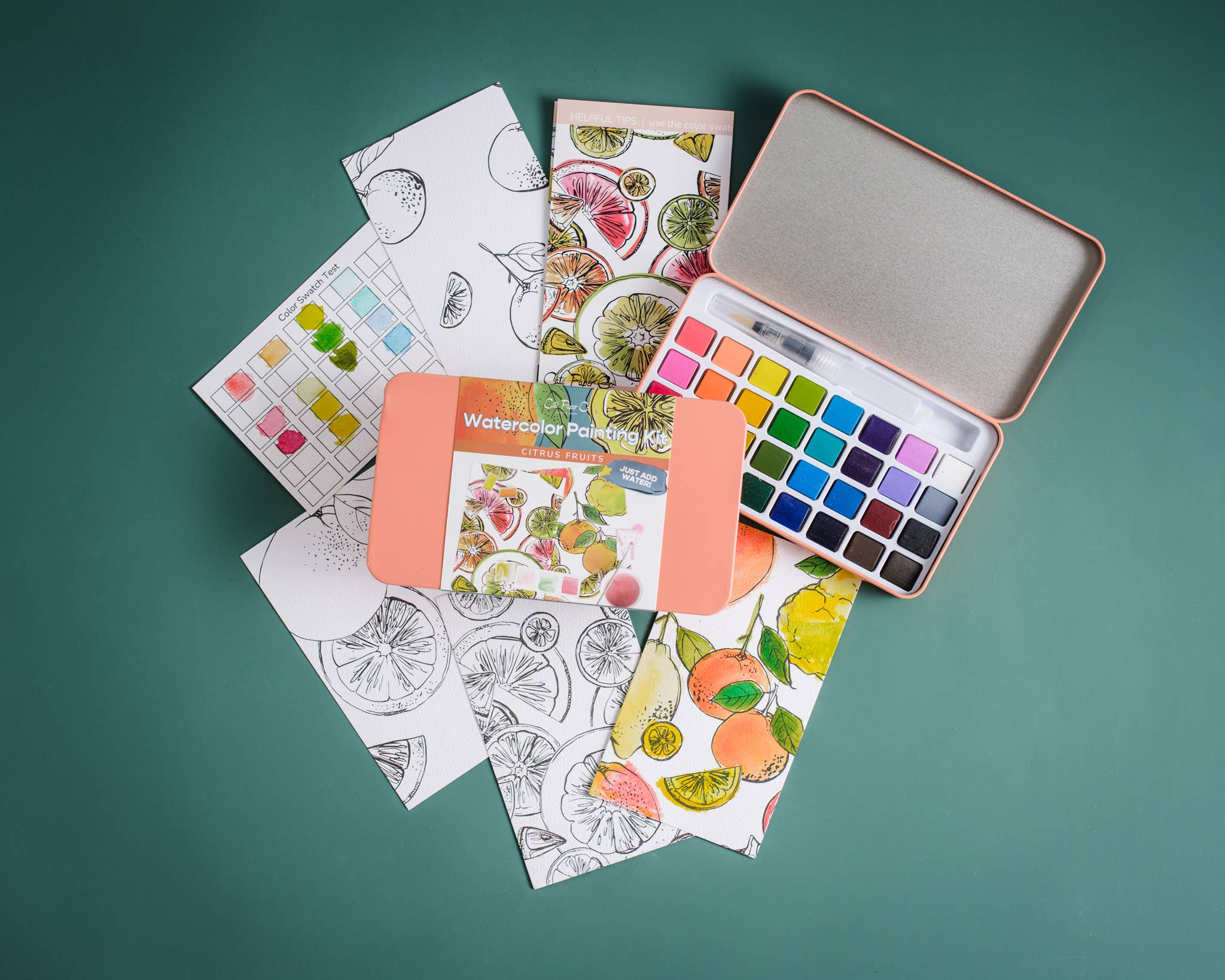 Citrus Fruits watercolor painting kit - Boho Fabrics -