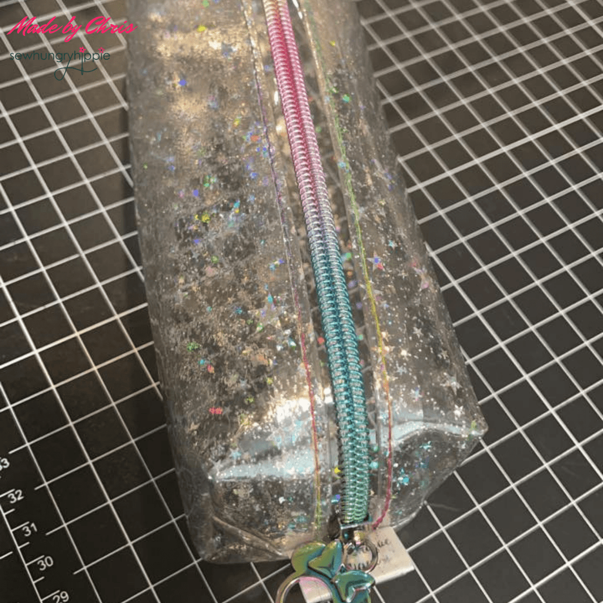 Clear Glitter Stars Vinyl 18" x 56" - Boho Fabrics - Vinyl Fabric