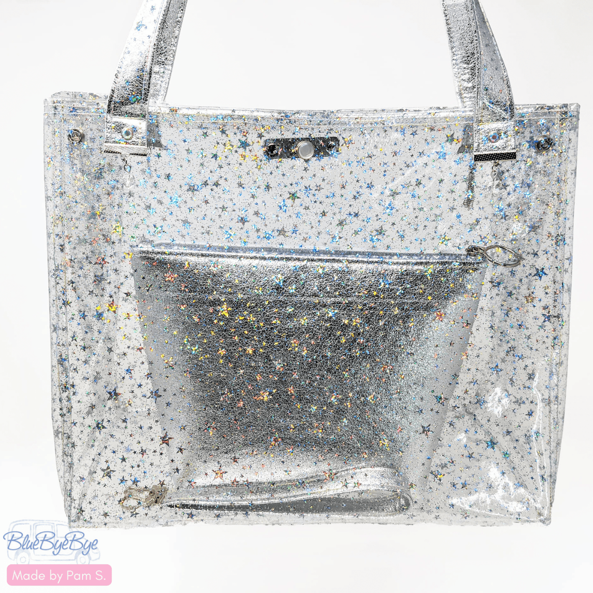 Clear Glitter Stars Vinyl 18" x 56" - Boho Fabrics - Vinyl Fabric