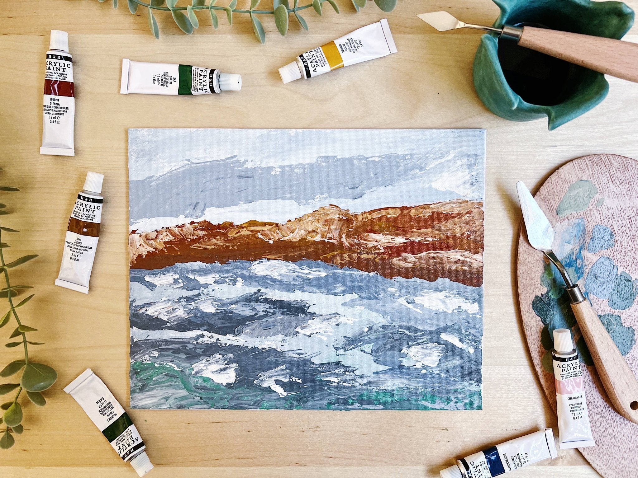 Coastal Cliffs palette knife painting kit - Boho Fabrics - Painting Kits & Supplies