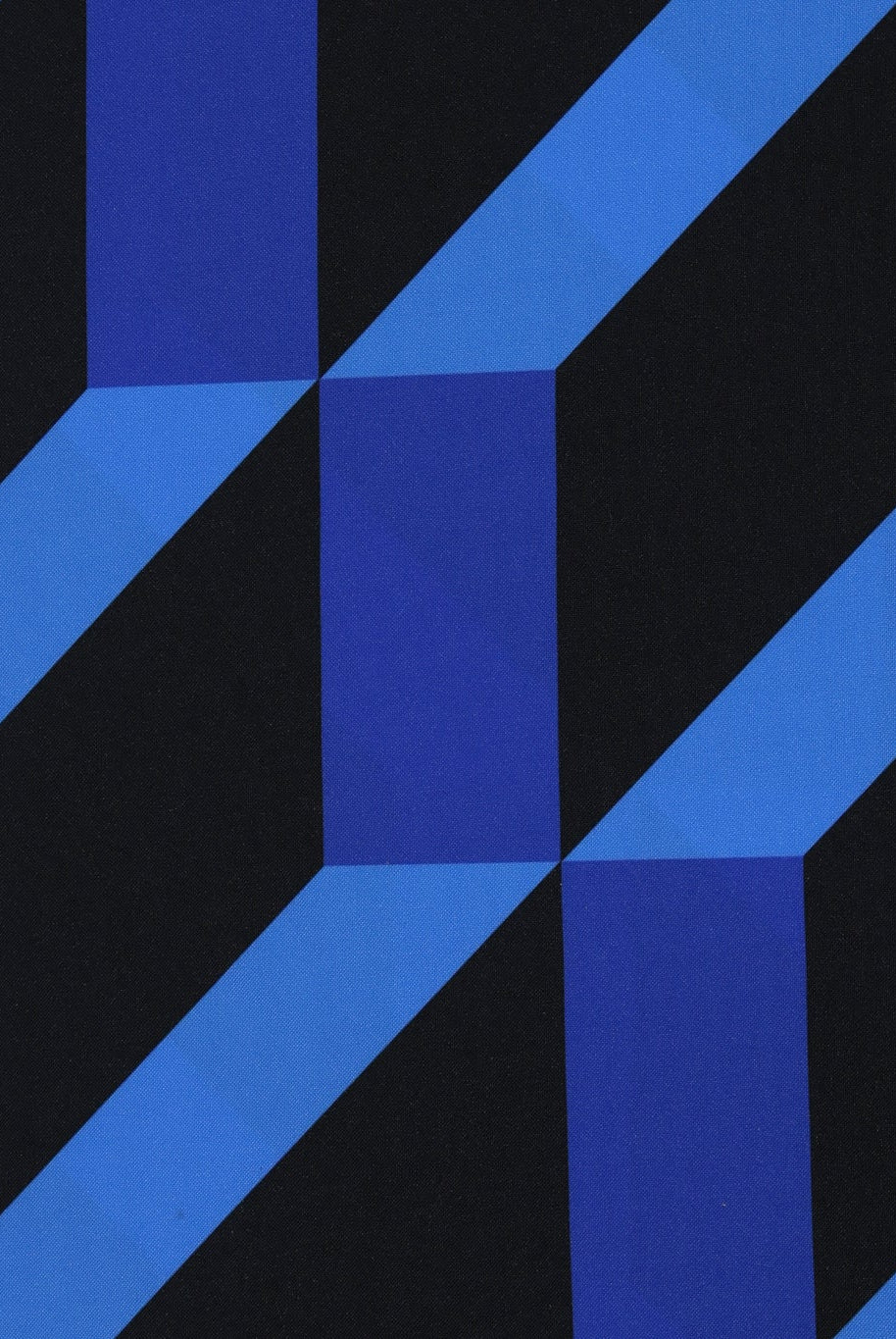 Cobalt Blue & Black, Geometric Canvas Woven Fabric - Boho Fabrics - Canvas Fabric