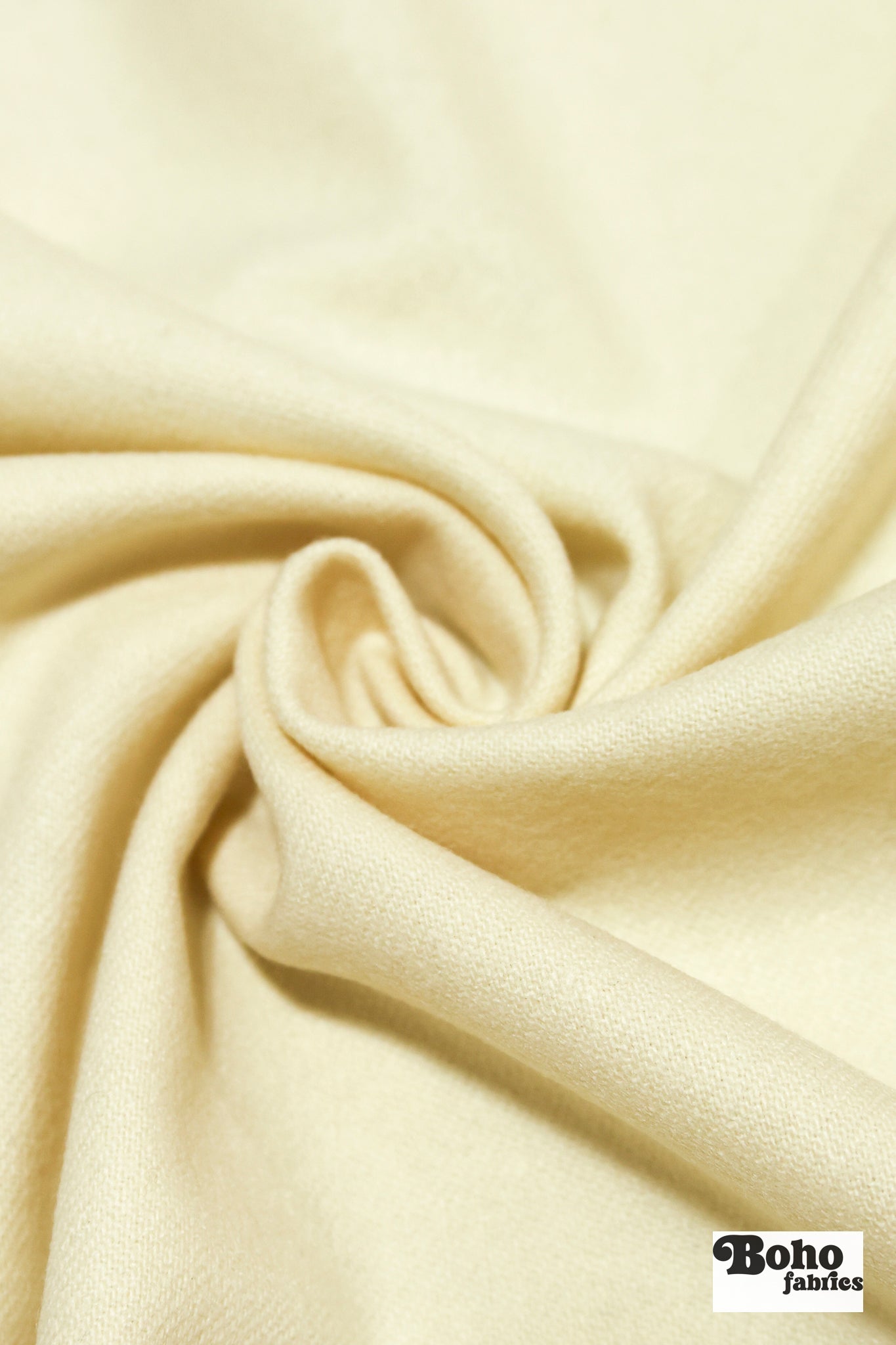 Coconut Cream, Italian Melton Wool Coating Fabric - Boho Fabrics - Wool Coating, Woven