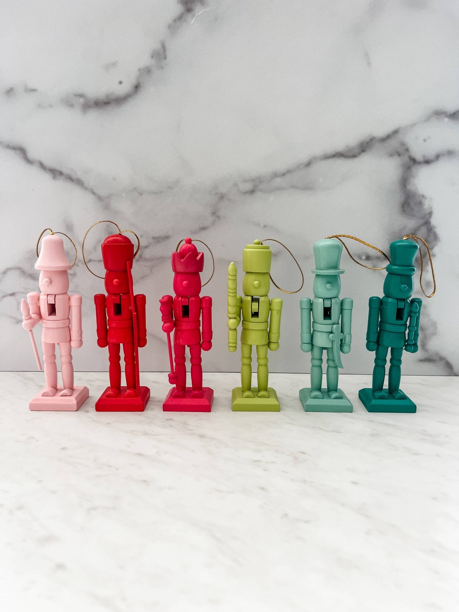 Colorful Nutcrackers Ornaments - Set of 6 - Boho Fabrics -