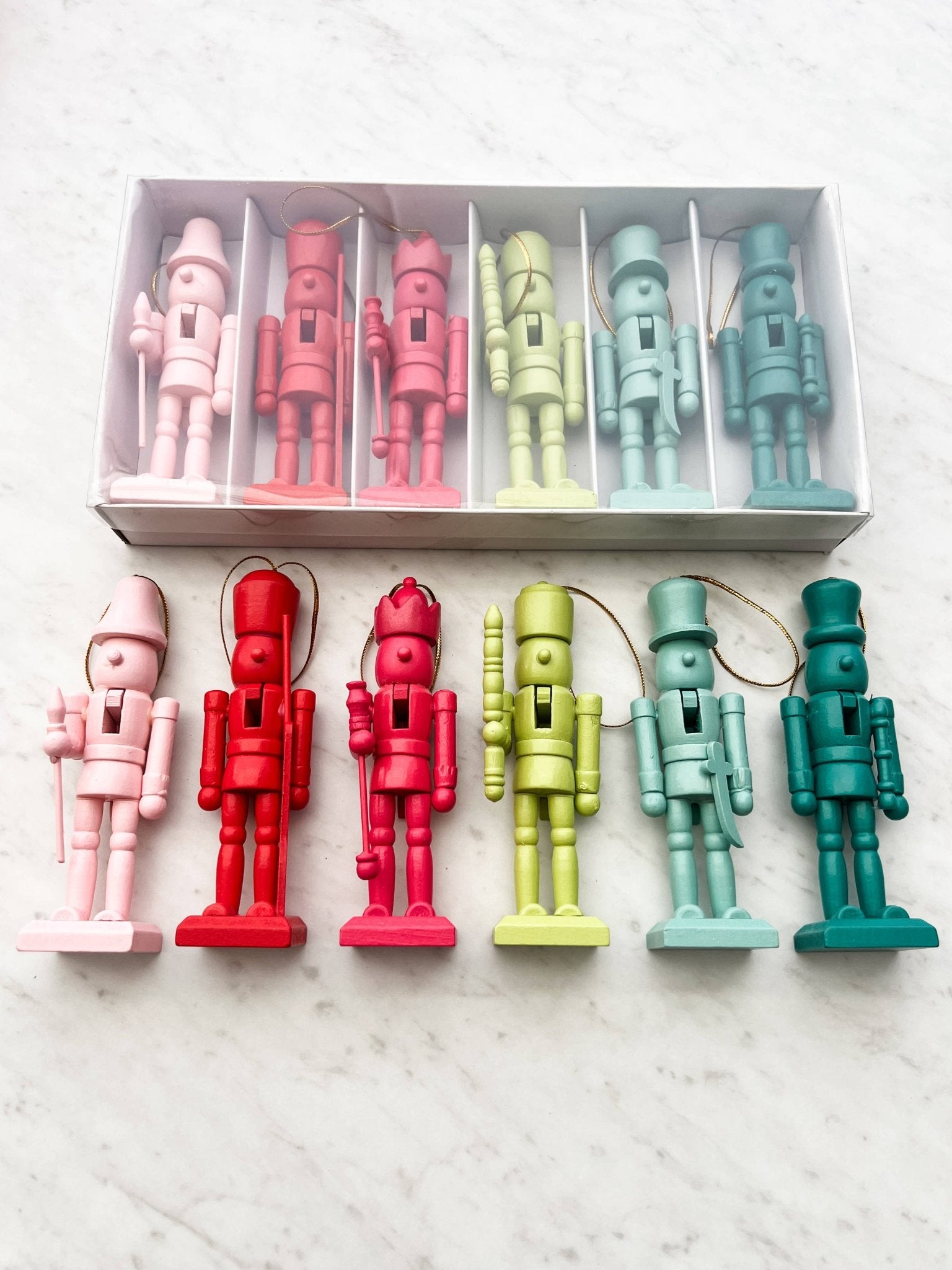 Colorful Nutcrackers Ornaments - Set of 6 - Boho Fabrics -
